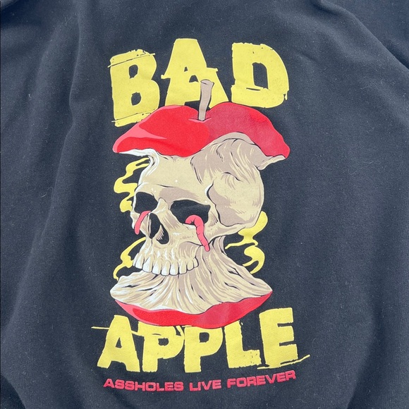 Bad Apple Black Hoodie‎ Assholes Live Forever rotten apple XXL grunge - Picture 6 of 8